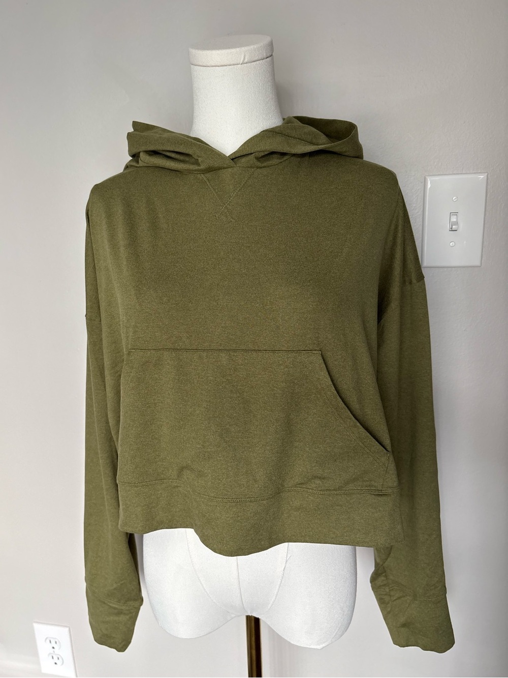 Fabletics Olive Hooded Pullover with Kangaroo Pocket